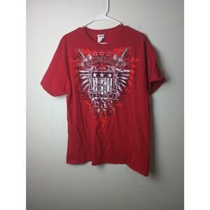 Gildan USA Red American USA Graphic T-Shirt Men's Large Y2K Short sleeve